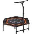 Fitness Trampolin MZFT120 Randabdeckung Haltegriff Höhenverstellbar ø 120cm Indoor Gummiseilfederung Jumping Schwarz - Monzana