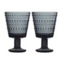 Iittala - Kastehelmi Trinkglas mit Fuß 26 cl, dunkelgrau (2er-Set)