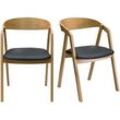 Skandinavische Stühle stapelbar aus hellem Eichenholz und schwarzem Stoff (2er-Set) LOVA
