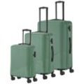 travelite Trolleyset BALI 4w L/M/S, 4 Rollen, (Set, 3 tlg., Hartschalen Trolley Set), Kofferset Reisegepäck Reisekoffer Hartschallenkoffer TSA Schloss, grün