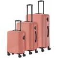 travelite Trolleyset BALI 4w L/M/S, 4 Rollen, (Set, 3 tlg., Hartschalen Trolley Set), Kofferset Reisegepäck Reisekoffer Hartschallenkoffer TSA Schloss, orange