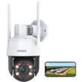 5MP ptz Caméra Surveillance Extérieure, Zoom Optique 20X, 50M Couleur Vision Nocturne,Caméra WiFi avec Détection de Personne/Véhicule, 355°/90°