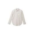 TOM TAILOR Damen Bluse mit aufgesetzter Brusttasche, grau, Streifenmuster, Gr. 46