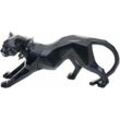 HHG - neuwertig] Deko Figur Leopard 739, Skulptur Raubkatze Statue, Polyresin, In-/Outdoor, 45x20x11cm schwarz matt mit Halsband - black
