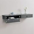 en.casa Wandregal Larvik 60 x 24 x 12,6 cm 2er Set mit Staufach Dunkelgrau