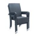 Juskys Polyrattan Gartenstühle Yoro 4er Set - Stuhl mit Armlehnen - Rattan Stühle stapelbar Schwarz