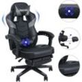 Gaming Stuhl Massage Computer Stuhl pu Leder Executive verstellbare Stühle mit Fußstütze und Lendenwirbelstütze Grau - Grau