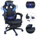 Puluomis - Gaming Stuhl Massage Computer Stuhl pu Leder Executive verstellbare Stühle mit Fußstütze und Lendenwirbelstütze Blau - Blau