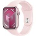 Apple Watch Series 9 GPS Aluminium 45mm S/M Smartwatch (4,5 cm/1,77 Zoll, Watch OS 10), Sport Band, rosa