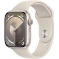 Apple Watch Series 9 GPS Aluminium 45mm S/M Smartwatch (4,5 cm/1,77 Zoll, Watch OS 10), Sport Band, beige