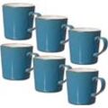 Ritzenhoff & Breker Becher Kaffeebecher-Set Visby 6tlg, Weiß, Steinzeug, 6-teilig, blau