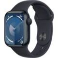 Apple Watch Series 9 GPS Aluminium 41mm M/L Smartwatch (4,1 cm/1,69 Zoll, Watch OS 10), Sport Band, schwarz