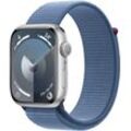 Apple Watch Series 9 GPS Aluminium 45mm One-Size Smartwatch (4,5 cm/1,77 Zoll, Watch OS 10), Sport Loop, silberfarben