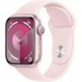 Apple Watch Series 9 GPS Aluminium 41mm S/M Smartwatch (4,1 cm/1,69 Zoll, Watch OS 10), Sport Band, rosa