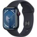Apple Watch Series 9 GPS + Cellular 41mm Aluminium Smartwatch (4,1 cm/1,61 Zoll, Watch OS 10), Sport Band, schwarz