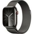 Apple Watch Series 9 GPS + Cellular 41mm Edelstahl One-Size Smartwatch (4,1 cm/1,61 Zoll, Watch OS 10), Milanese Loop, schwarz