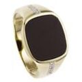 JOBO Fingerring Ring mit Onyx und 12 Diamanten, 585 Gold bicolor, schwarz