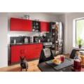 HELD MÖBEL Küchenzeile Paris, mit E-Geräten, Breite 300 cm, mit großer Kühl-Gefrierkombination, rot