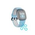 Hama Smartwatch-Armband Ersatzarmband für Fitbit Versa 3/4/Sense (2), Silikon, 22 cm/21 cm, blau|grau