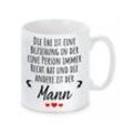 Herzbotschaft Tasse Kaffeebecher mit Motiv Die Ehe ist eine Beziehung