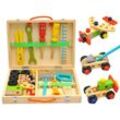 XDeer Kinder-Werkzeug-Set Holzspielzeug Kinder Werkzeugkoffer Lernspielzeug ab 3 Jahre