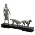Casa Padrino Dekofigur Luxus Bronzefiguren Jägerin und Hunde Silber / Schwarz 61 x 11 x H. 45 cm