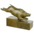 Casa Padrino Dekofigur Luxus Bronze Skulptur Wildschwein Bronze / Gold 35
