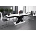 designimpex Esstisch Design Tisch HE-888 Weiß / Schwarz Hochglanz ausziehbar 160 bis 210 cm