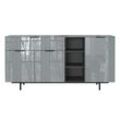 Sideboard aus Glas - Grau - Holz