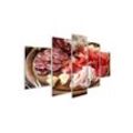islandburner Leinwandbild Bild auf Leinwand Küchenbild Schinken Platte Wurst auf Holz Teller Wan