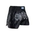 BAY-Sports Sporthose Muay Thai Kick Hose Shorts Thaiboxhose Thaiboxen MMA kurz Kickboxen (aufgenähter Schriftzug) kurze Hose