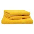 Betz Handtuch Set 3-TLG. Strandtuch Saunatuch Badetuch Liegetuch Handtuch Premium Frottee Set 1 Tuch 70x200 cm 2 Tücher 50x100 cm Farbe gelb