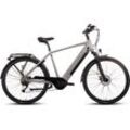 SAXONETTE E-Bike SAXONETTE Deluxe Sport (Diamant), 9 Gang Shimano Alivio Schaltwerk, Kettenschaltung, Mittelmotor, 418 Wh Akku, silberfarben