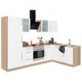wiho Küchen Winkelküche Cali, mit E-Geräten, Stellbreite 280 x 170 cm, braun|weiß