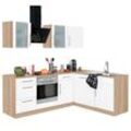 wiho Küchen Winkelküche Cali, mit E-Geräten, Stellbreite 220 x 170 cm, braun|weiß