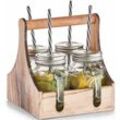 Zeller Present Gläser-Set, Glas, Holz, Metall, in praktischer Holzkiste zum Tragen, silberfarben|weiß