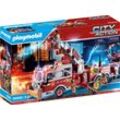 Playmobil® Konstruktions-Spielset Feuerwehr-Fahrzeug: US Tower Ladder (70935), City Action, (113 St), mit Licht- und Soundeffekten, Made in Germany, grau|rot