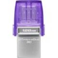 Kingston DATATRAVELER® MICRODUO™ 3C 128GB USB-Stick (USB 3.2, Lesegeschwindigkeit 200 MB/s), lila