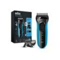 Braun Elektrorasierer Series 3 Shave&Style 3010BT, Wet&Dry, 30 Minuten Akkulaufzeit, blau|schwarz
