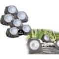 bmf-versand LED Solarleuchte Solarleuchte Garten Stein Optik 6er Set Dekolampe Solarlampe Außen