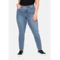 Große Größen: Skinny Power-Stretch-Jeans in 5-Pocket-Form, blue Denim, Gr.100
