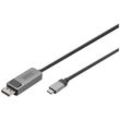 Digitus DB-300334-020-S DisplayPort / USB-C® Adapter [1x USB-C® - 1x DisplayPort Stecker] Schwarz Geschirmt, Rund 2 m