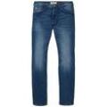 TOM TAILOR DENIM Herren Slim Piers Soft-Stretch-Jeans, blau, Logo Print, Gr. 28/32
