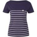 TOM TAILOR Damen T-Shirt mit U-Boot-Ausschnitt, blau, Streifenmuster, Gr. XS