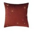 TOM TAILOR Unisex Zierkissenhülle aus Micro-Velvet mit Weihnachtsmotiv, rot, Muster, Gr. 38-38