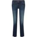 TOM TAILOR Damen Alexa Straight Jeans, blau, Logo Print, Gr. 27/30