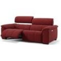 Stoffcouch MINORI Relaxfunktion 3-Sitzer Couch - Rot