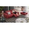 Leder Couch hochwertig & Relaxfunktion SALENTO Leder Sofa - rot