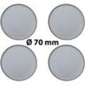 4 x Ø 70 mm Polymere Aufkleber / Silber-Optik / Nabenkappen, Felgendeckel