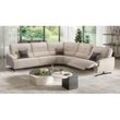 Stoff Eckcouch PERLO Relaxsofa Sitzecke Polstergarnitur - Beige